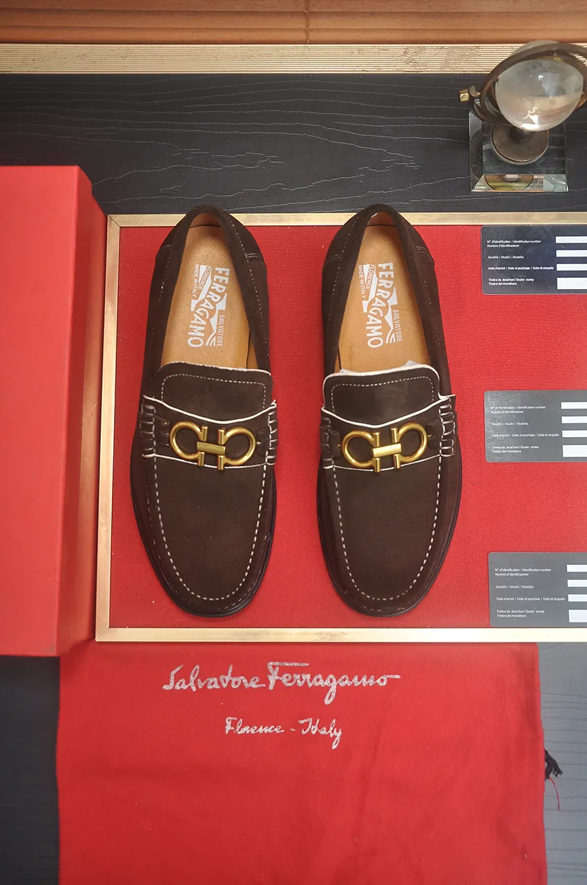 Men's shoes 💰440💶[Ferragamo/Ferragamo] The latest model in the counter. Original imported high-quality cowhide with open sides + imported 🐂 water-dyed cowhide lining + original luxury metal buckle + original combined outsole. No pressure for comparison. 38--45 (45 is custom-made and cannot be returned or exchanged)